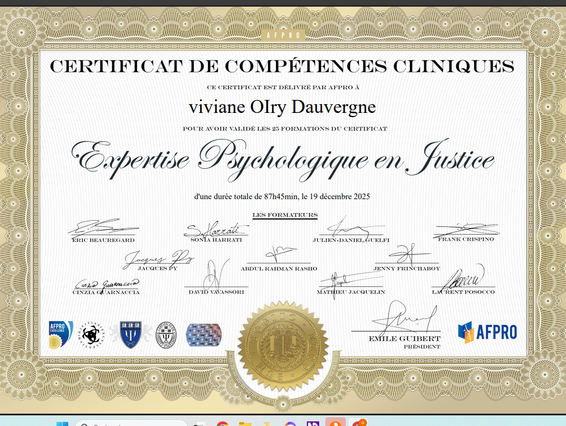 certificat expertise psychologique justice